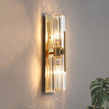 Isabelle Tubular Wall Lamp with Clear Crystal and Gold Finish