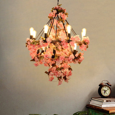 Lustre Adèle en corde florale à ampoules nues