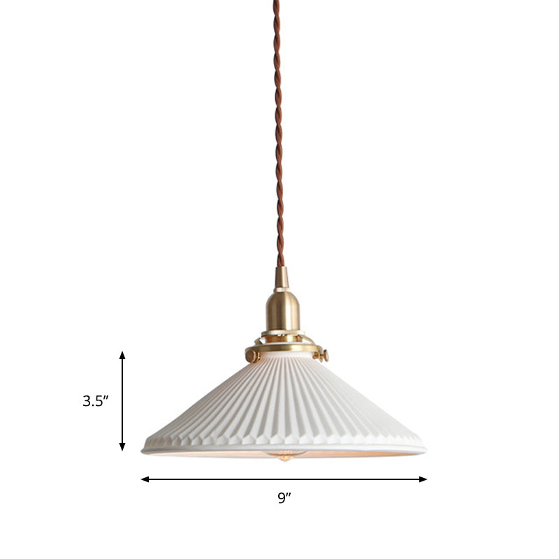 Manon Minimalist Ridged Cone Ceramic Pendant Light