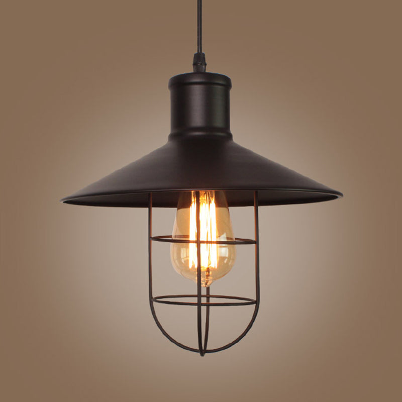 Lucienne Saucer Cage Pendant Light Black Industrial Hanging