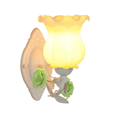 Lucie Floral Glass Wall Lamp – Pink/Green/Blue, 5 to 9 Inch