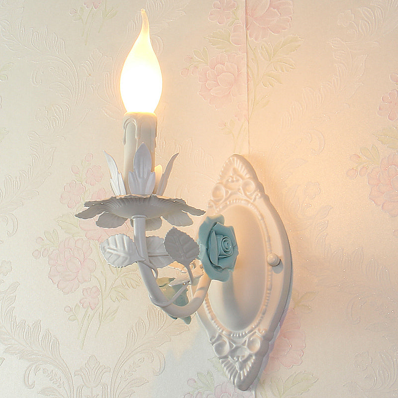 Applique murale Fleurie Pastoral Bougie Bleu/Rose