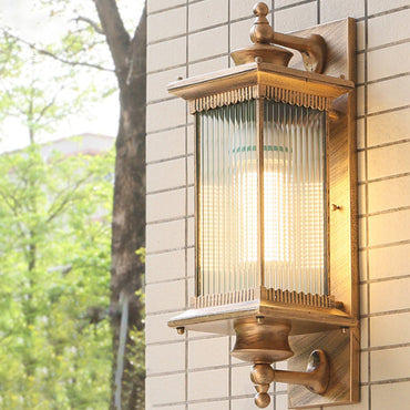 Isabelle Retro Ribbed Glass Outdoor Wall Sconce