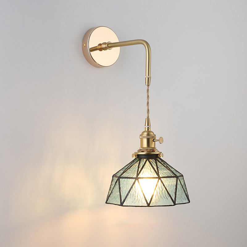Élise Vintage Glass Shade Wall Lamp Gold Finish