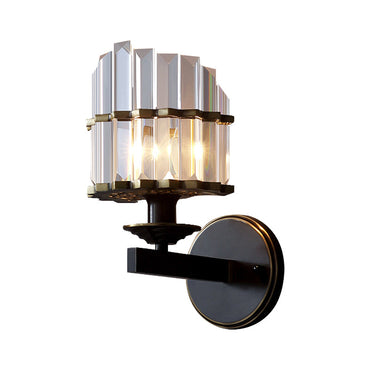 Applique murale Élise contemporaine 1 lumière en cristal K9 Noir/Laiton