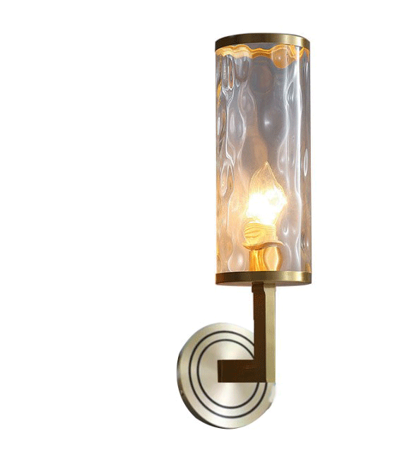 Applique murale cylindrique moderne en cristal Geneviève, 1 lumière, laiton