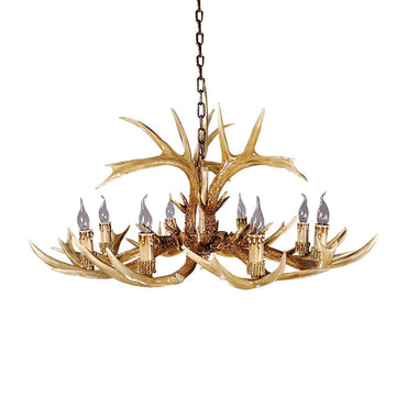 Lustre Plafonnier Rustique en Résine de Bois de Cerf Adélie