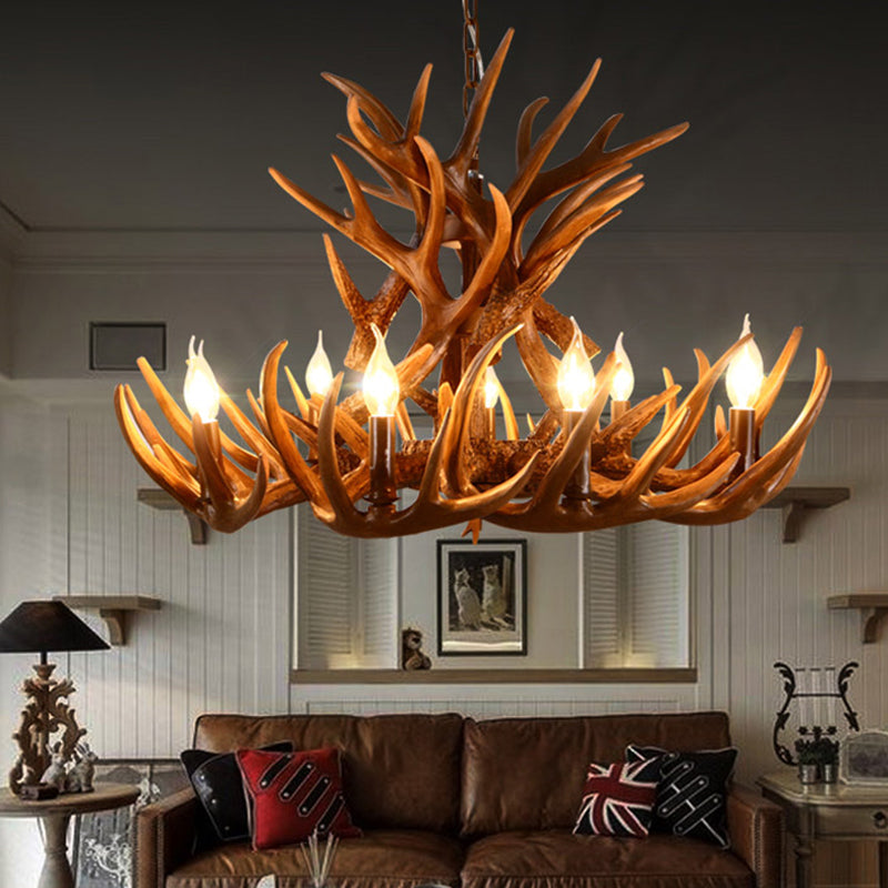 Bastien Rustique Lustre Chandelier à 9 Lumières en Résine