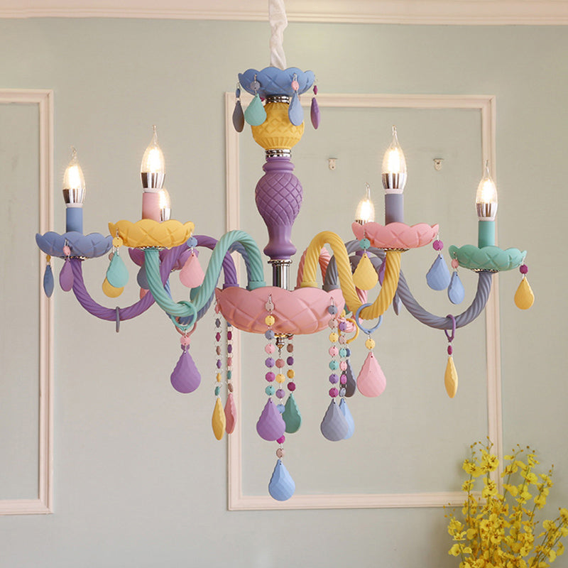 Amélie Violet Macaron Verre Enfants Chandelier Lustre