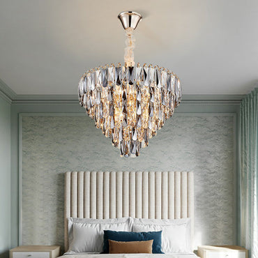 Aurélie Cone Crystal Chandelier Smoke Gray Modern Pendant