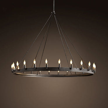 Camille Industrial Black Circle Chandelier 12/18-Light Pendant