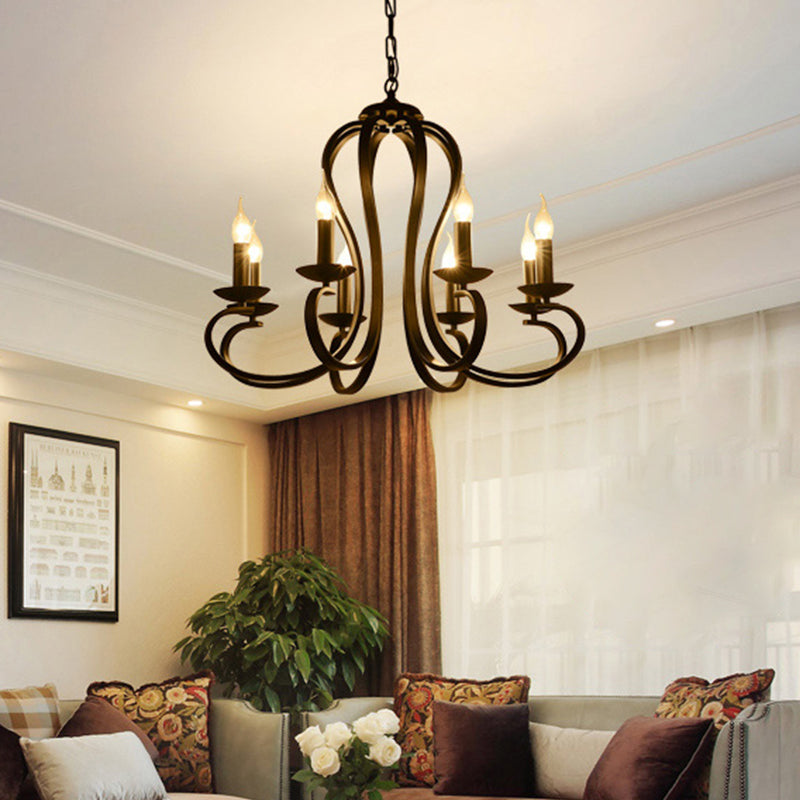 Juliette Black Swirled Arm Traditional Metal Chandelier