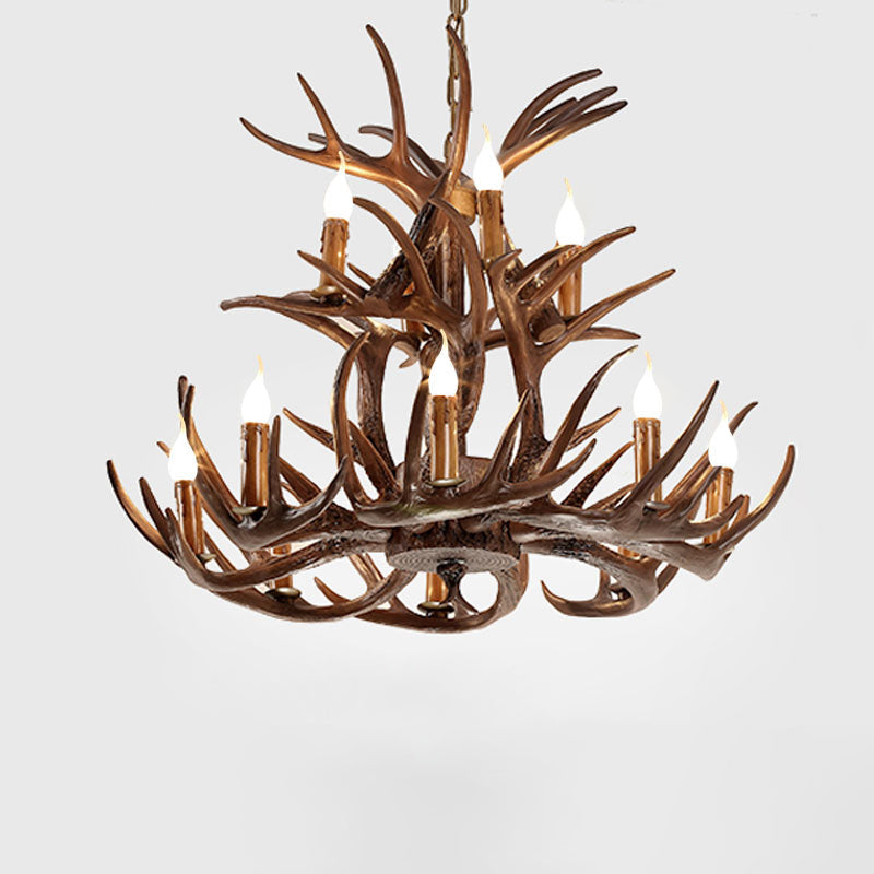 Élise Rustic Artificial Antler Chandelier Exposed Bulb Pendant