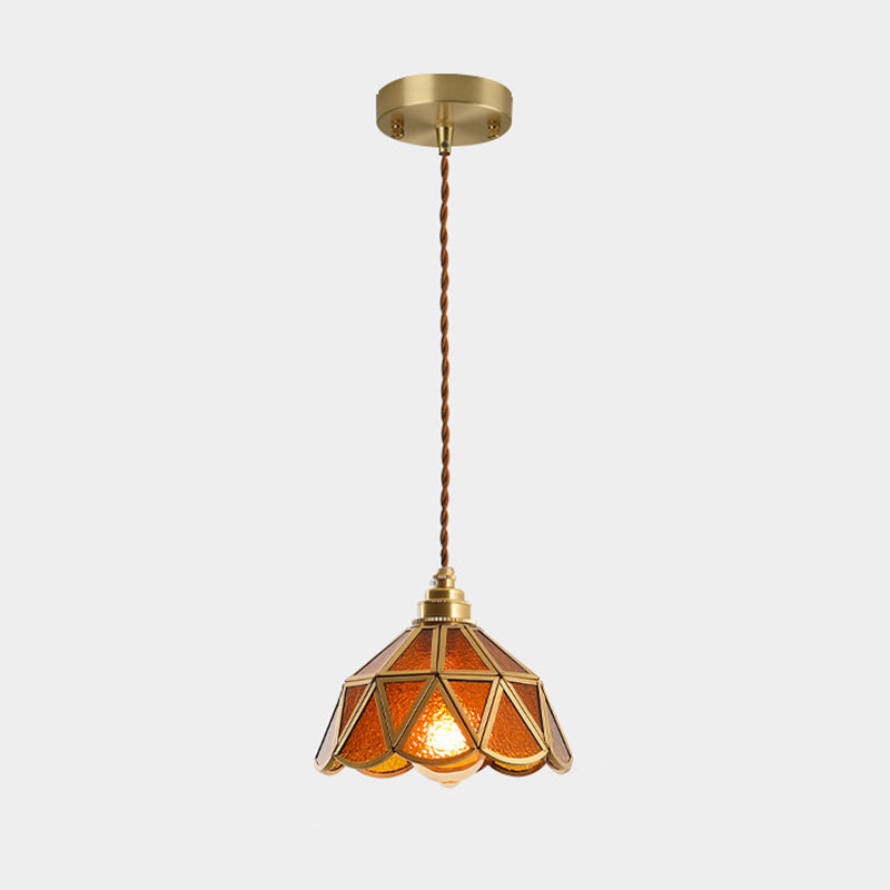 Suspension Élodie en verre dépoli de style Tiffany