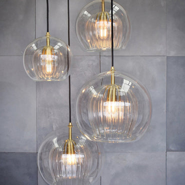 Isabelle Nordic Suspension Luminaire Globe Verre Transparent