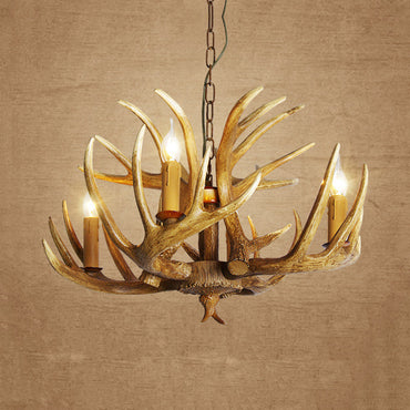 Élodine Brown Faux Antler Lustre Rustique Suspension Luminaire