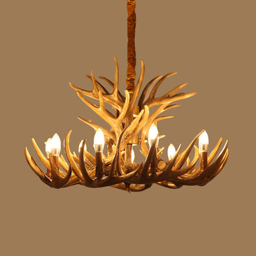 Lustre suspension Solène en similicorne brun rustique