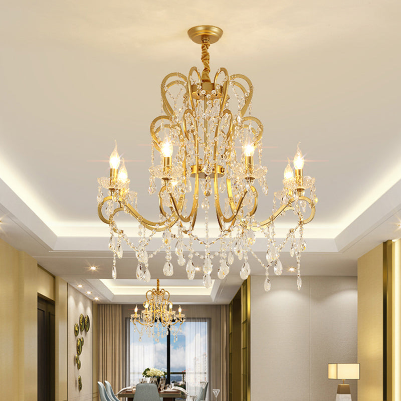 Lustre Océane en cristal doré pour bougie