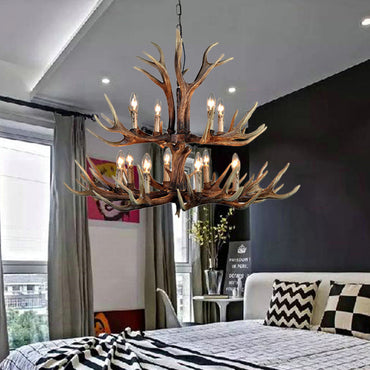 Lustre-suspension Marguerite en bois rustique