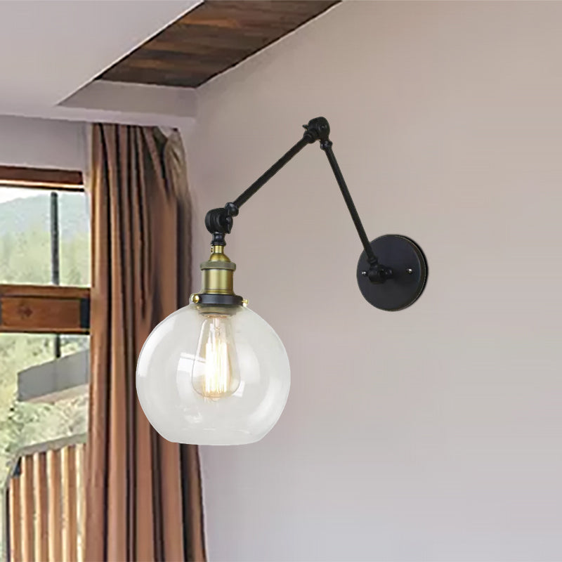 Delphine Industrial Globe Swing Arm Wall Light