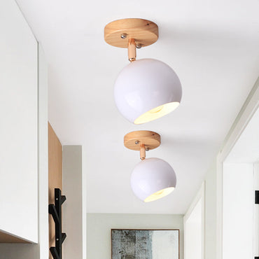 Plafonnier semi-encastré Léa Modern Ball avec pavillon en bois