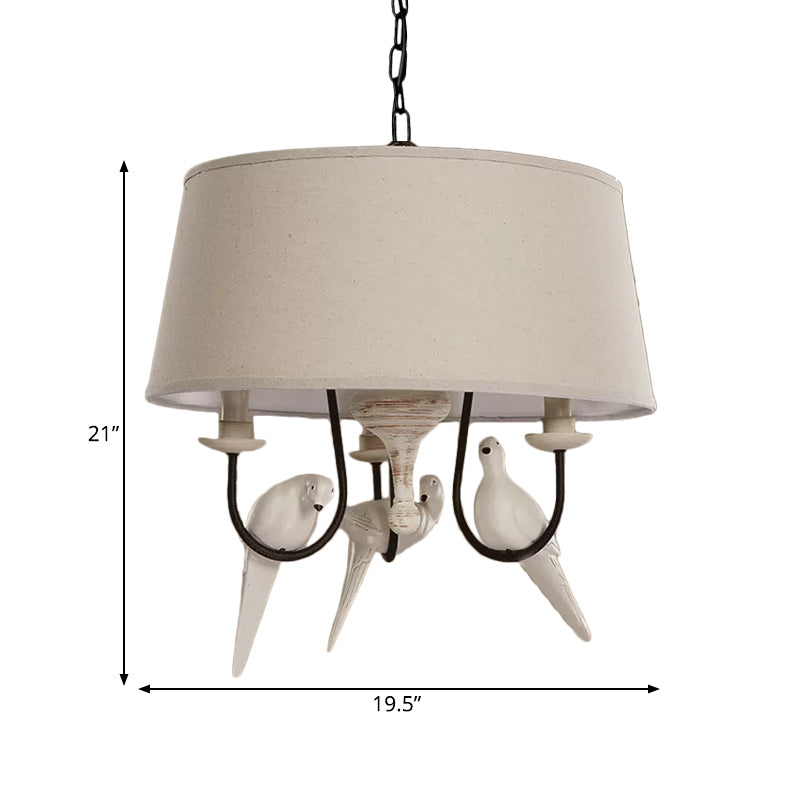 Suspension Chloé beige en tissu motif tambour et oiseaux
