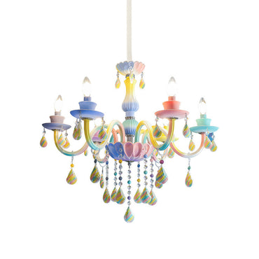 Élodie Blue Crystal Candlestick Lustre Enfant Suspension
