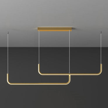 Camille Minimal Linear LED Chandelier Modern Gold Black Ceiling Light Fixture