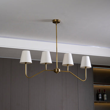 Lustre Colette linéaire en laiton avec abat-jour en tissu