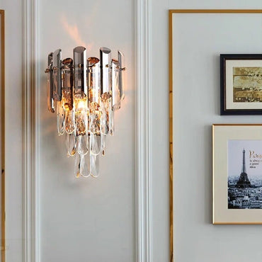 Odette Elsie Smoke Gray Crystal Wall Lamp
