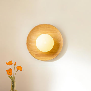 Applique Murale Ronde Sophie Dura – Luminaire Intérieur Moderne en Bois et Verre