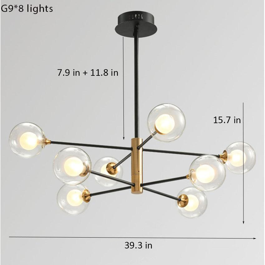 Amélie Glass Bulb Metal LED Chandelier Pendant Light Modern Semi Flush Fixture