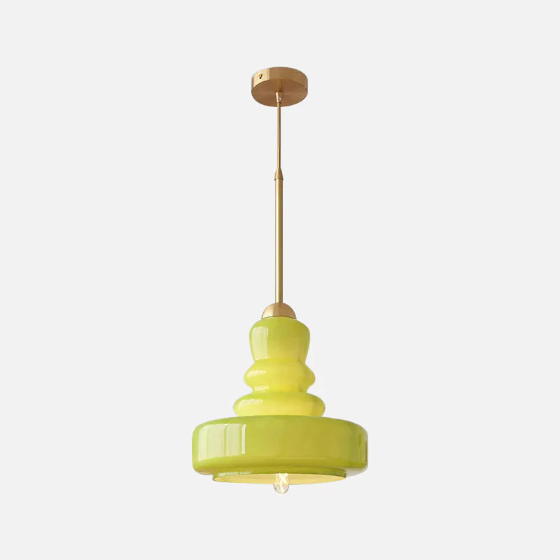 Suspension Élise en verre vintage en forme de gourde avec accent en laiton