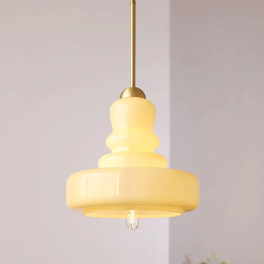 Élise Vintage Gourd Glass Pendant Light Brass Accent Fixture