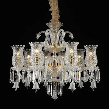 Lustre bougie minimaliste en cristal pour salon et chambre à coucher
