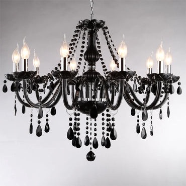 Lustre en cristal bougie noire pour l'éclairage de chambre à coucher et de restaurant
