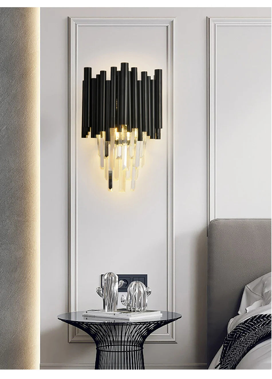 Sophie Crystal Black Wall Lamp with Modern Elegant Finish
