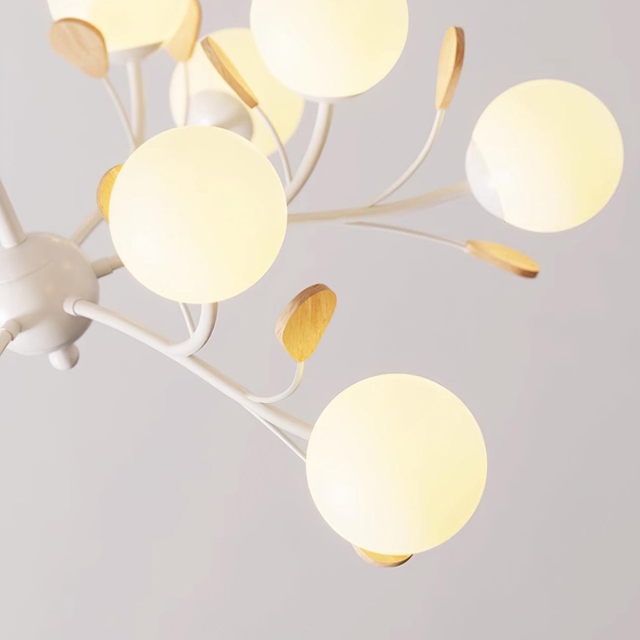 Lustre Anaïs Wood, Abat-jours en verre dépoli avec structure en métal