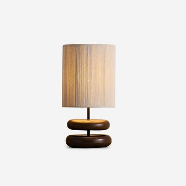Camille Wooden River Rock Table Lamp with Fabric Shade