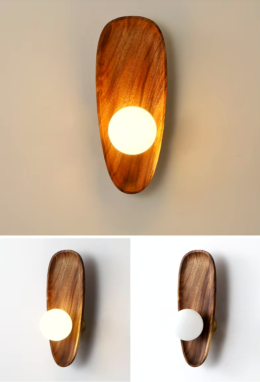 Camille Rustic Glow Wooden Wall Sconce Glass Globe Light