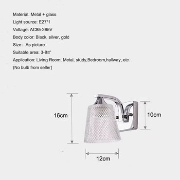 Élise Modern Glass Wall Lamp E27 Switch Bedside LED Sconce Light