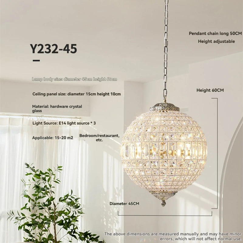 Lustre pendentif Aurélie Vintage en cristal, 6 lumières, luxe