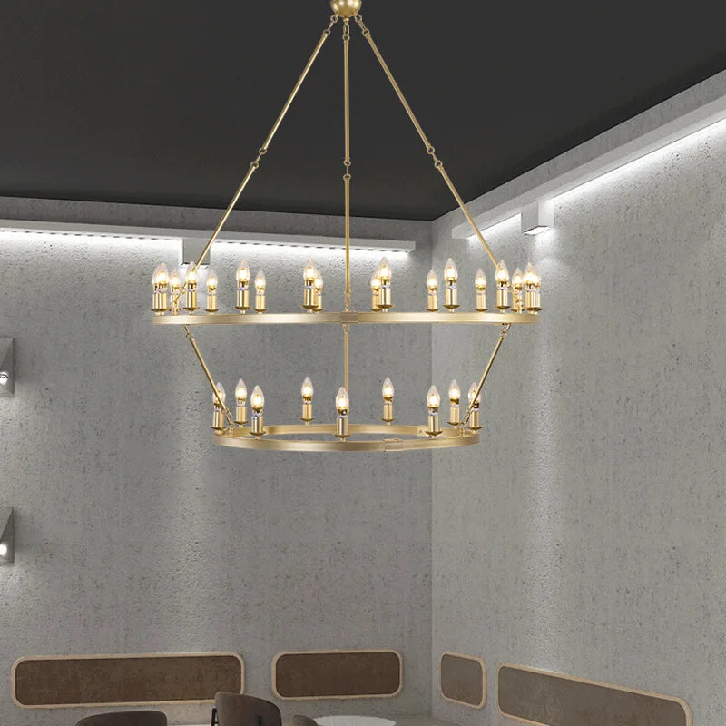 Lustre américain en forme de roue de chariot – Suspension rétro industrielle en forme de bougie pour café, restaurant, bar et salon