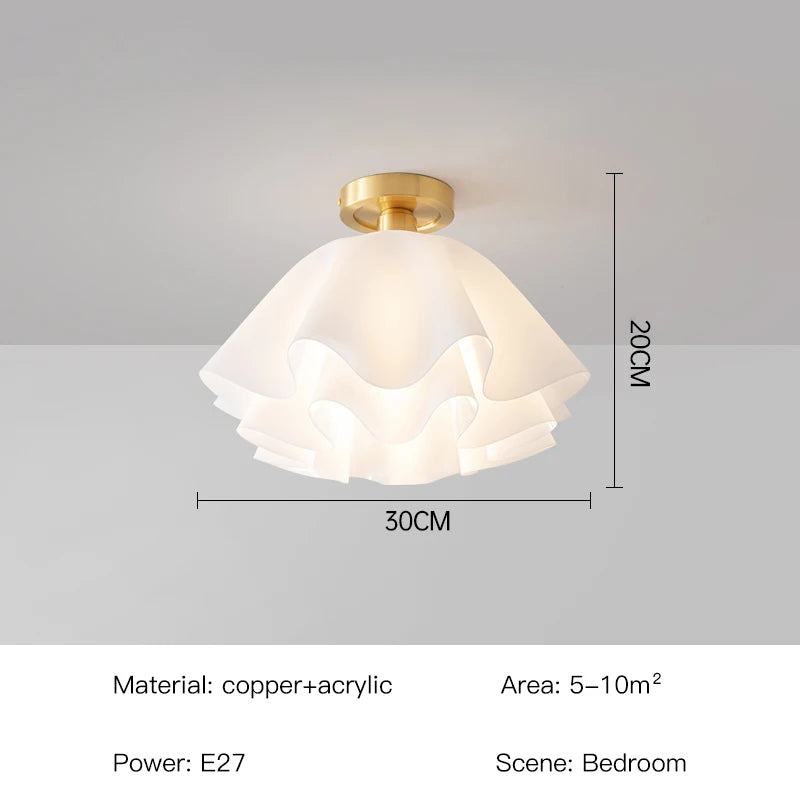 Sofia Nordic White Frosted Glass LED Semi-Flush Chandelier