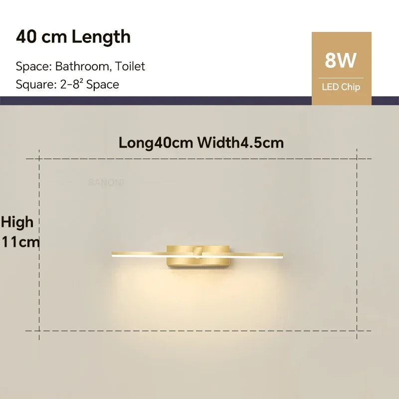 Noémie Modern Aluminum Bathroom LED Mirror Wall Lamp