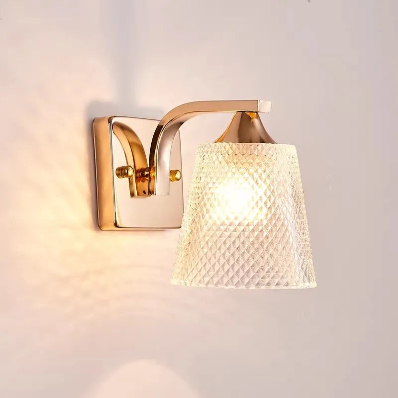 Applique murale en verre moderne Élise E27 avec interrupteur, luminaire LED de chevet