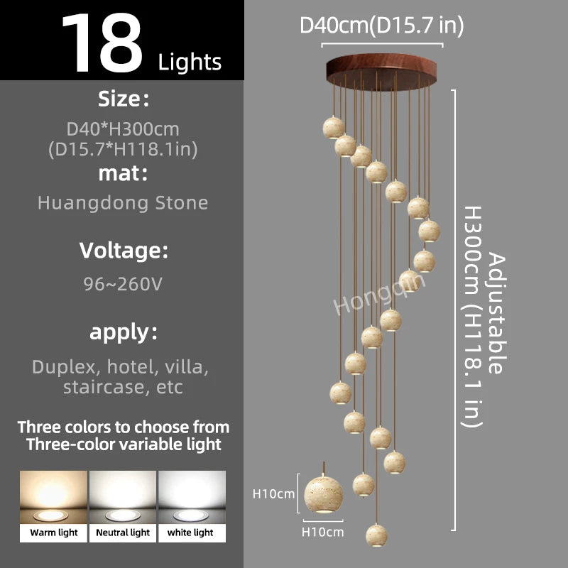 Élise Luxury Stone Staircase Pendant Chandelier
