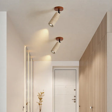 Camille Wabi Sabi Travertine Walnut Ceiling Lamp Rotatable Light