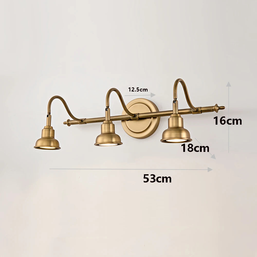 Camille Triple Head Copper LED Wall Lamp Bathroom Mirror Light