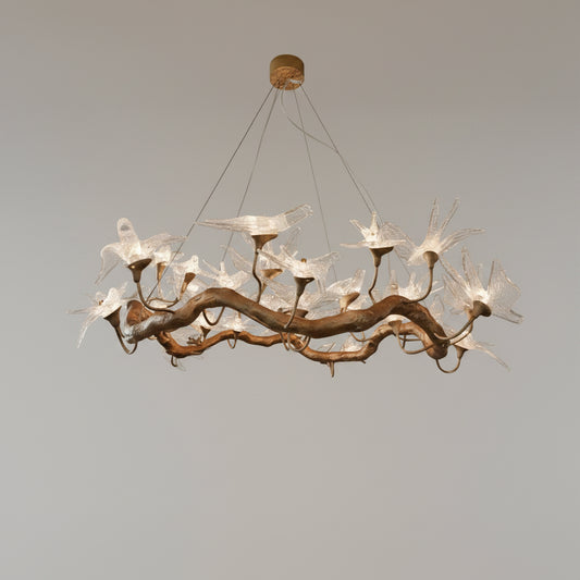 Lustre Branche d'Oiseau en Cuivre de Luxe Sylvara